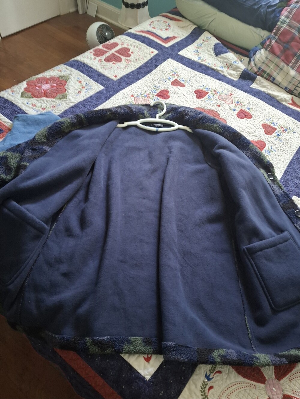 Susan Graver Plush Camo Green Blue Black Jacket Coat Women's 2XL 34in. - Picture 10 of 14